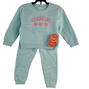 Wonder Nation Toddler 2-Piece Sunshine State Of Mind Fleece Outfit Aqua Sz 24M